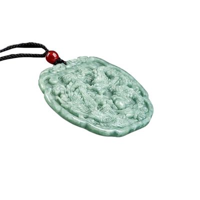 Tematica d'amore Colletto di giada naturale Pendente in stile Feng Shui con drago auspicioso e fenice