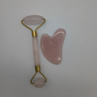 Anti-Aging Facial Roller e Guasha Set Reale 100% Jade Roller per Massaggiatore Faciale Riduce Rughe Massaggiatore Corpo Rose Quartz