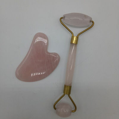 Anti-Aging Facial Roller e Guasha Set Reale 100% Jade Roller per Massaggiatore Faciale Riduce Rughe Massaggiatore Corpo Rose Quartz