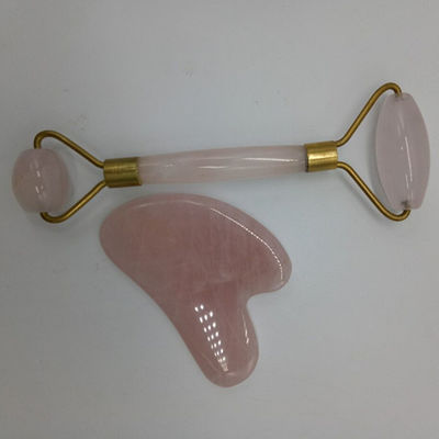Anti-Aging Facial Roller e Guasha Set Reale 100% Jade Roller per Massaggiatore Faciale Riduce Rughe Massaggiatore Corpo Rose Quartz