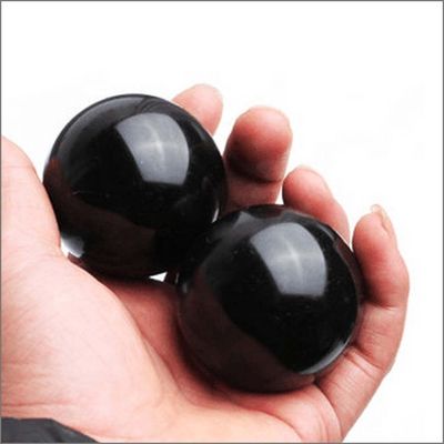 50mm intagliato naturale Bian nero di pietra palla di mano massaggio di massaggio e guarigione liscia sfera di cristallo per massaggio del corpo e guarigione