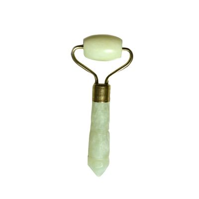 Silver Mini Jade Stone Facial Roller per occhi e viso Massaggio anti-invecchiamento Massaggio naturale verde Jade Roller Facial Massager 110 * 55mm