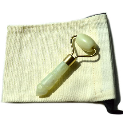 Silver Mini Jade Stone Facial Roller per occhi e viso Massaggio anti-invecchiamento Massaggio naturale verde Jade Roller Facial Massager 110 * 55mm