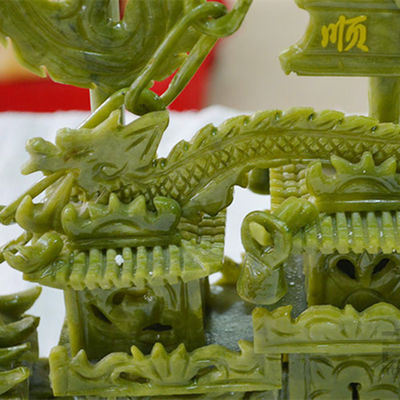 Barca di giada incisa in modo splendido per la decorazione della casa e per il regalo d'affari