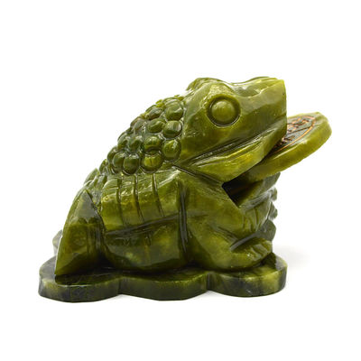 La scultura di rospo di giada verde per il successo finanziario nel Fengshui