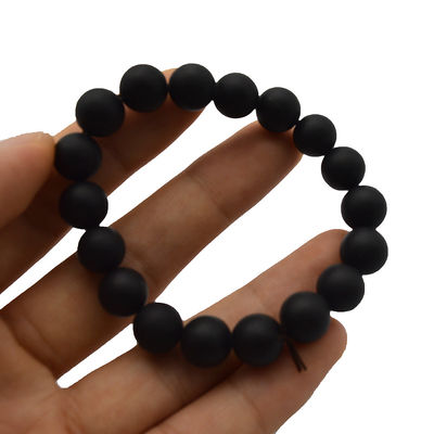 Art Collectible Natural 10mm Black Bian Stone Beads Bracelets per uomini e donne