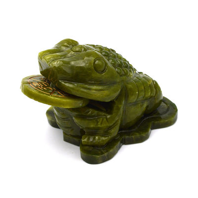 La scultura di rospo di giada verde per il successo finanziario nel Fengshui