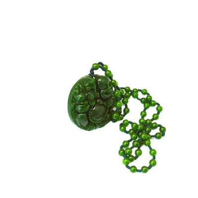 Stile Feng Shui Caratteristica regionale Naturale Verde Grande Giada Happy Buddha Pendente Colletto con Catene
