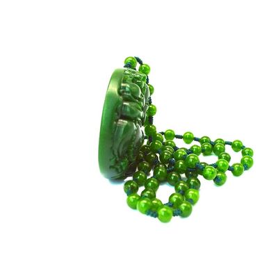 Stile Feng Shui Caratteristica regionale Naturale Verde Grande Giada Happy Buddha Pendente Colletto con Catene