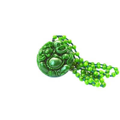 Stile Feng Shui Caratteristica regionale Naturale Verde Grande Giada Happy Buddha Pendente Colletto con Catene