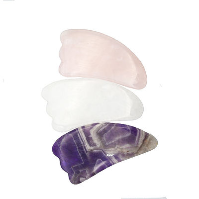 9.5*5.5cm Pietra Naturale Strumento Gua Sha Quarzo Rosa/Ametista/Giada Bianca Strumento di Massaggio per Massaggio Corporeo
