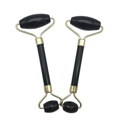 2024 Naturale Ossidiano Nero Gua Sha Giada Massaggiatore Faciale Guasha Roller per la cura del viso e del collo Bellezza da Metal Silver