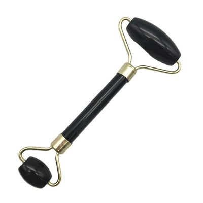 2024 Naturale Ossidiano Nero Gua Sha Giada Massaggiatore Faciale Guasha Roller per la cura del viso e del collo Bellezza da Metal Silver