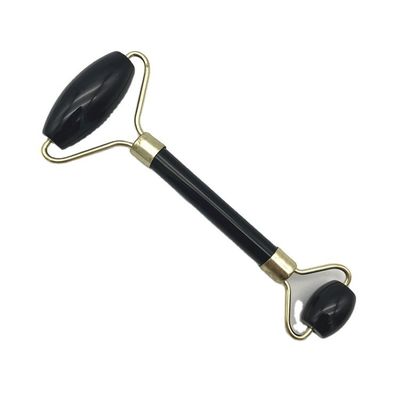 2024 Naturale Ossidiano Nero Gua Sha Giada Massaggiatore Faciale Guasha Roller per la cura del viso e del collo Bellezza da Metal Silver