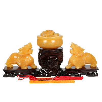 Disponibile in negozio Gialla Giada Pixiu Statua Fengshui Regalo per la ricchezza e la prosperità