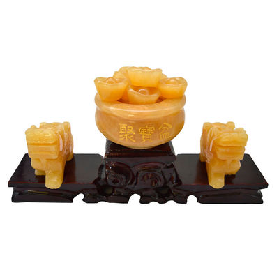 Disponibile in negozio Gialla Giada Pixiu Statua Fengshui Regalo per la ricchezza e la prosperità