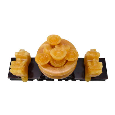 Disponibile in negozio Gialla Giada Pixiu Statua Fengshui Regalo per la ricchezza e la prosperità