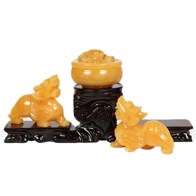 Disponibile in negozio Gialla Giada Pixiu Statua Fengshui Regalo per la ricchezza e la prosperità