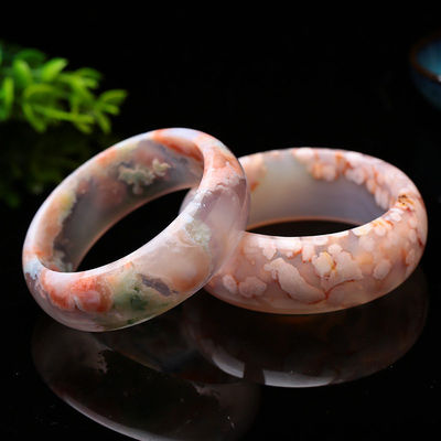 Gioielli Decorazione Naturale Sakura Agata Giada Braccialetto Calcedonia Cristallo Ghiaccio Attraverso Braccialetto Donne 52-56mm