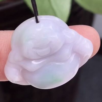 Verde Portabile Birmania naturale viola intagliata giada giada ridendo Budda pendente per donne e bambini colore naturale