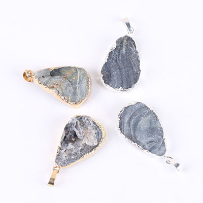 Art Collectible Agate Slice Pendant Silver/Gold Plated Edge Feng Shui Tema Disegno Unico Artigianato