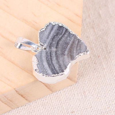 Art Collectible Agate Slice Pendant Silver/Gold Plated Edge Feng Shui Tema Disegno Unico Artigianato