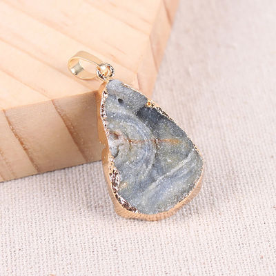 Art Collectible Agate Slice Pendant Silver/Gold Plated Edge Feng Shui Tema Disegno Unico Artigianato