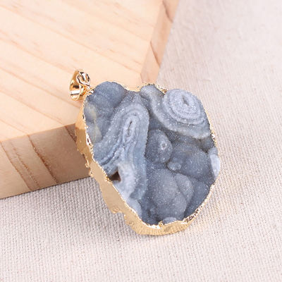 Art Collectible Agate Slice Pendant Silver/Gold Plated Edge Feng Shui Tema Disegno Unico Artigianato