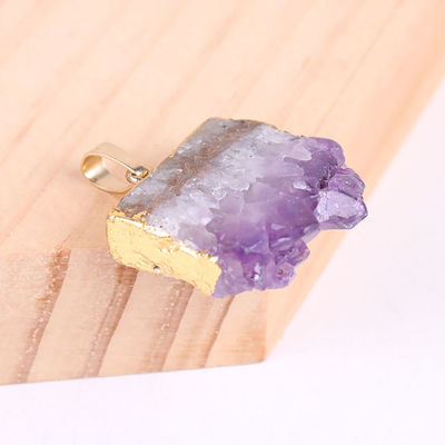 Feng Shui collare di diamanti in quartzo naturale agata amatista con ciondolo placcato oro e pietre di cristallo