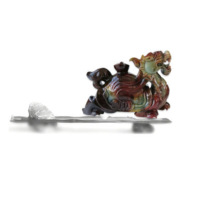 Hot 40cm Giada Naturale intagliata statuina di tartaruga drago stile Feng Shui fine per la decorazione