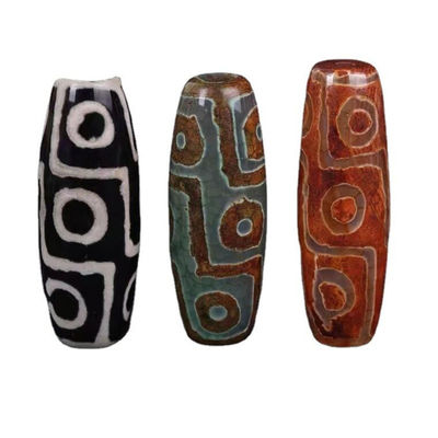 Tecnica Gemma libera naturale lucida Tibetano 9Occhio Dzi Perla 40mm Agate Barrel Perle per gioielli
