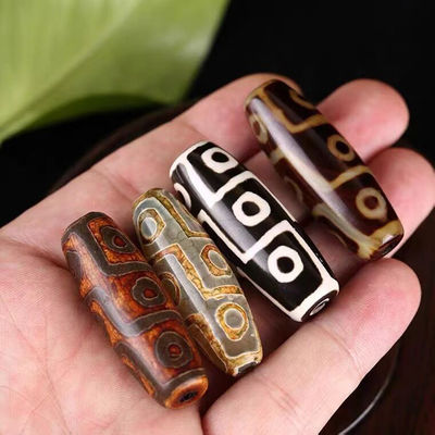Tecnica Gemma libera naturale lucida Tibetano 9Occhio Dzi Perla 40mm Agate Barrel Perle per gioielli