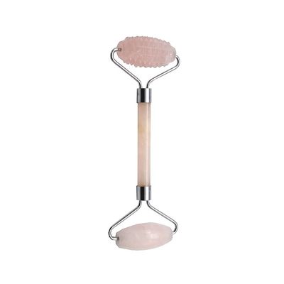Roller di massaggio del viso portatile in quarzo rosa Gua Sha Lo strumento per la cura della pelle per gli amanti delle pietre naturali