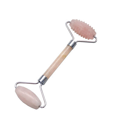 Roller di massaggio del viso portatile in quarzo rosa Gua Sha Lo strumento per la cura della pelle per gli amanti delle pietre naturali