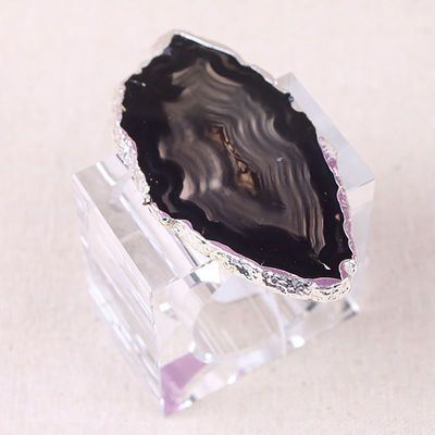 Anello di tovagliolo a chiusura a cristallo in forma quadrata, in pietra di agata naturale, per un elegante tavolo