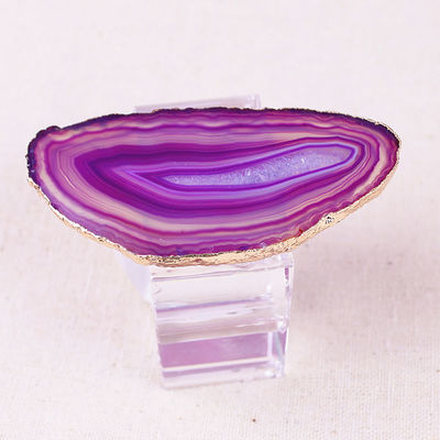 Anello di tovagliolo a chiusura a cristallo in forma quadrata, in pietra di agata naturale, per un elegante tavolo