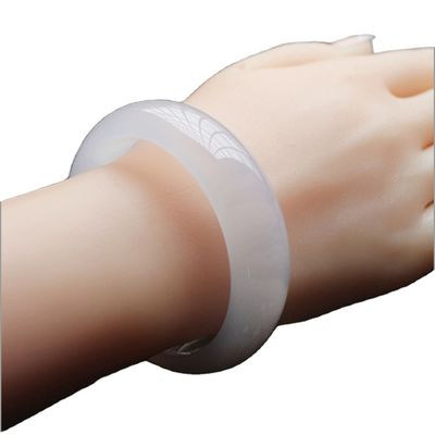 Ice White Agate Jade Bangle Certificato Chinese Bracelet 54-66mm Bangles Folk-custom 1 Set Regional Feature Art Collectible