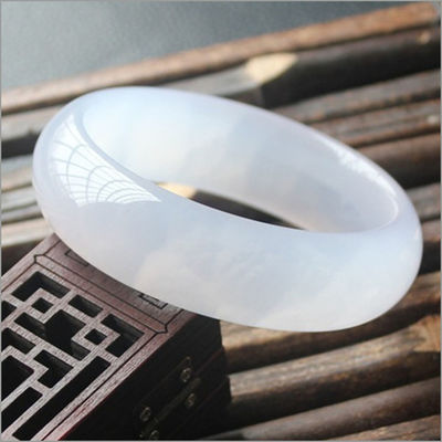Ice White Agate Jade Bangle Certificato Chinese Bracelet 54-66mm Bangles Folk-custom 1 Set Regional Feature Art Collectible