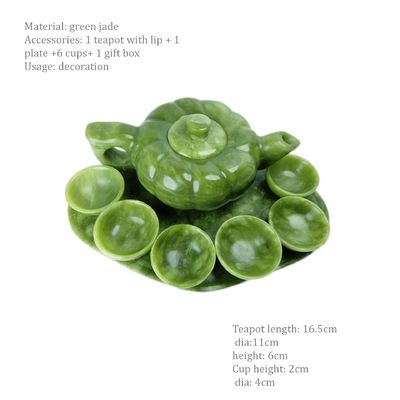 Set di teiera di giada artigianale tradizionale cinese con 6 tazze e 1 piastra di giada