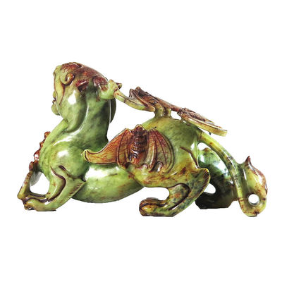 2pcs Pixiu Ornamenti cinesi Feng Shui 20cm Jade Bat Green Statue Forma personalizzata Decorazione domestica