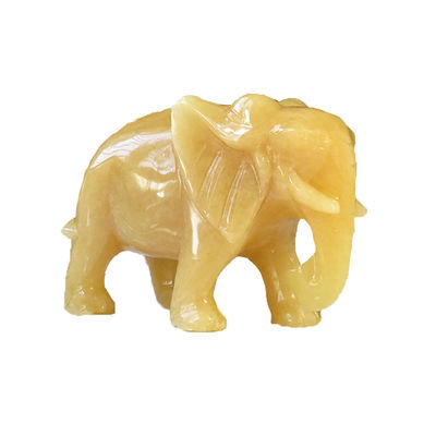 18 cm Topazo scolpito a mano Elefante di pietra Statua di cristallo Figurina per la decorazione domestica