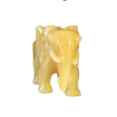 18 cm Topazo scolpito a mano Elefante di pietra Statua di cristallo Figurina per la decorazione domestica