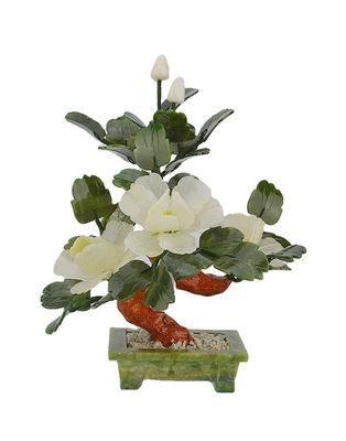 Aggiungi un tocco di eleganza alla tua casa con 3 fiori di peonia piante in vaso di giada naturale