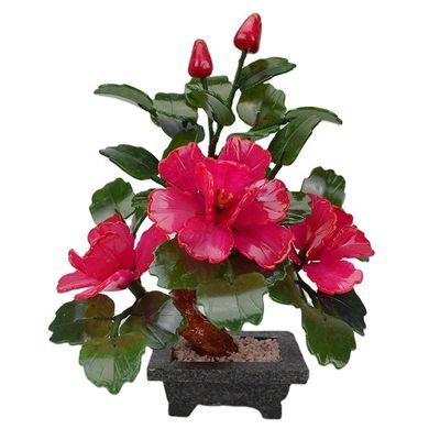 Aggiungi un tocco di eleganza alla tua casa con 3 fiori di peonia piante in vaso di giada naturale