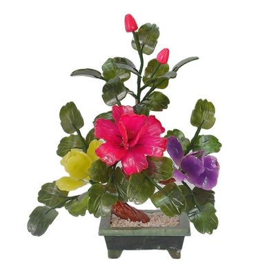 Aggiungi un tocco di eleganza alla tua casa con 3 fiori di peonia piante in vaso di giada naturale