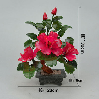 Aggiungi un tocco di eleganza alla tua casa con 3 fiori di peonia piante in vaso di giada naturale