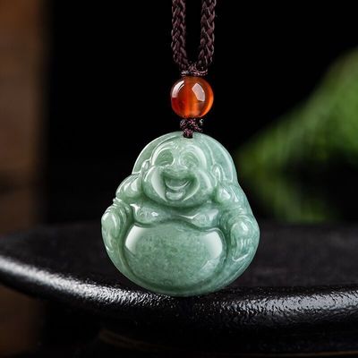 Art Collectible High Class Giada Buddha intagliato Giada Buddha Pendente per tema collana