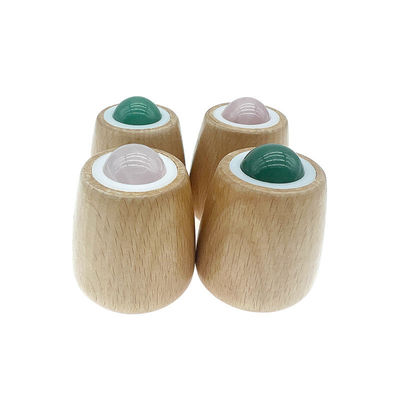 Personalizzabile palla di massaggio di giada maniglia di legno giada rullo per il massaggio del corpo e collo / faccia Gua Sha strumento di sollievo dallo stress