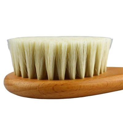 Natural Soft Bristles lana spazzola asciutta maniglia di legno spazzola per capelli per bambini personalizzato LOGO Faccia corpo pulizia bagno strumento per massaggiare la pelle