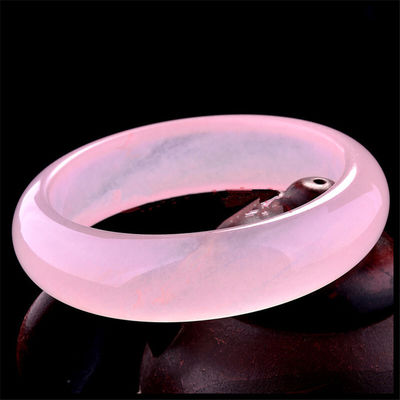 Art Collectible Pink Hibiscus Bracelet Natural Violet Jade Bracelet A Grade Gioielli Jade Bracelet Donne